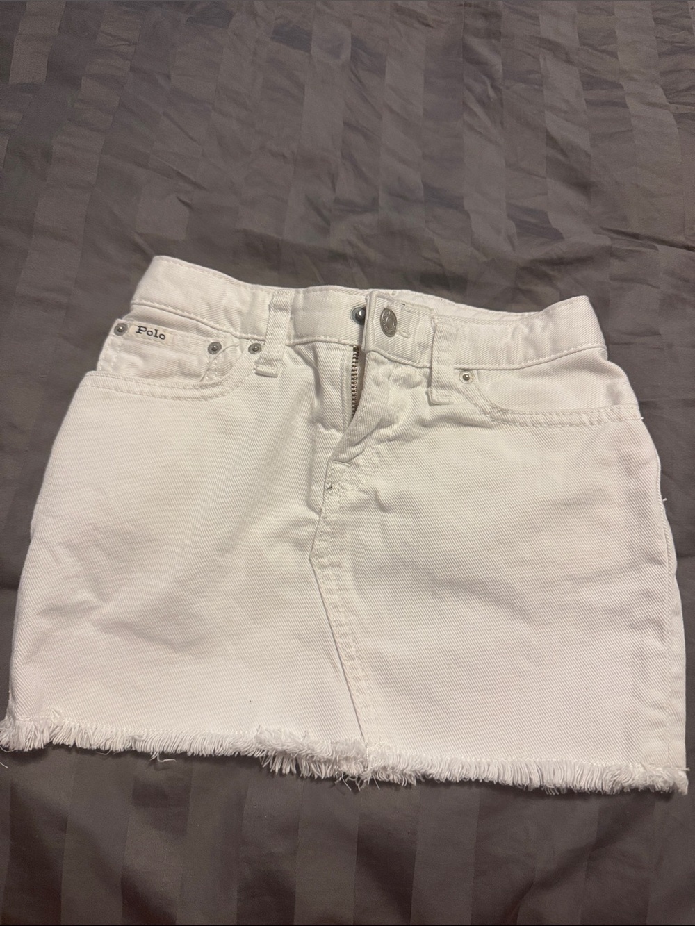 Polo by Ralph Lauren White Frayed Denim Mini Skirt
